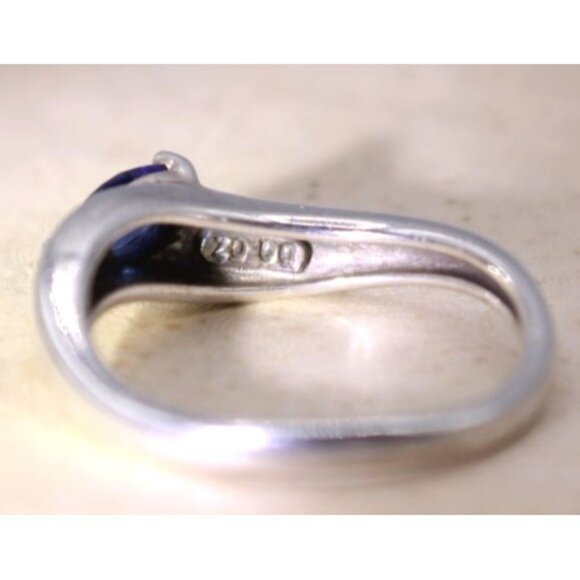Sterling Silver Marquise Cut Sapphire Ring Size 5 Elegant Design Fine Jewelry - Picture 4 of 8